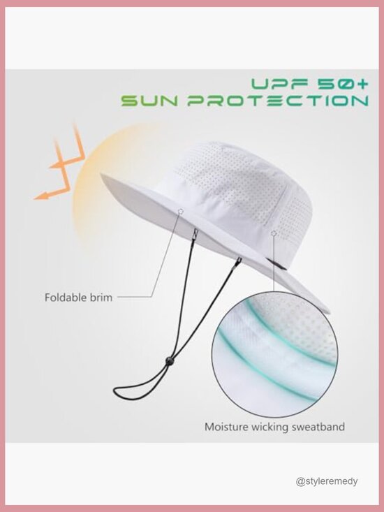 UPF 50+ Bucket Sun Hat Mesh Cooling Adjustable Lightweight  display picture 1